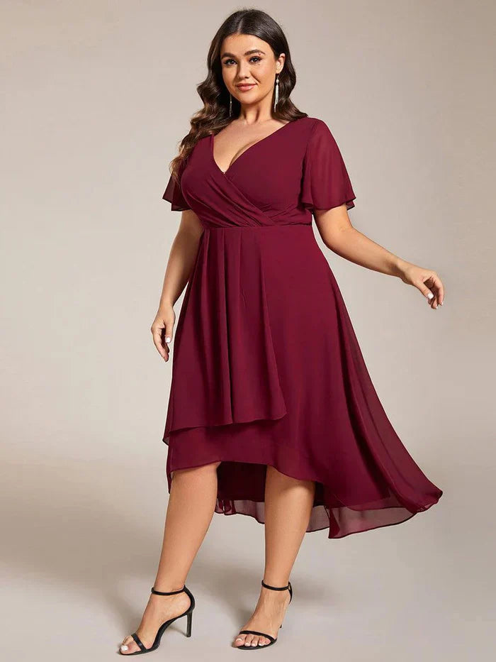 Ariadna - Vestido midi de gasa con mangas de volantes