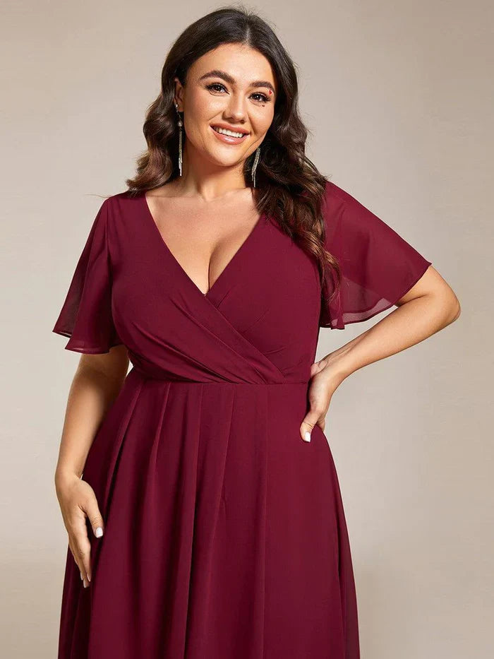 Ariadna - Vestido midi de gasa con mangas de volantes
