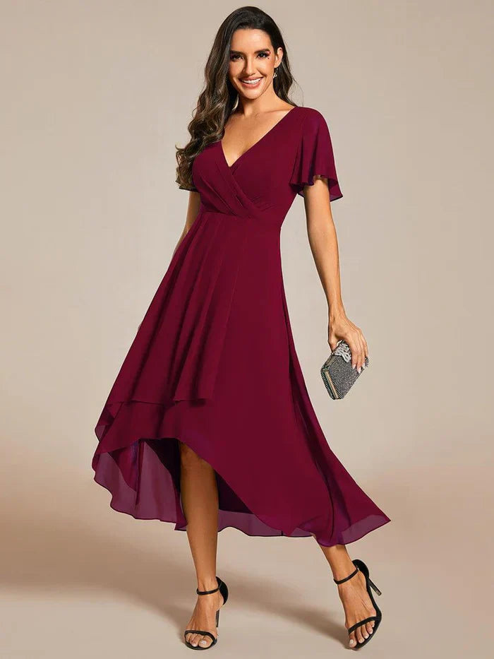 Ariadna - Vestido midi de gasa con mangas de volantes