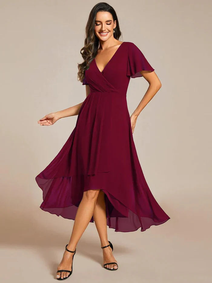 Ariadna - Vestido midi de gasa con mangas de volantes