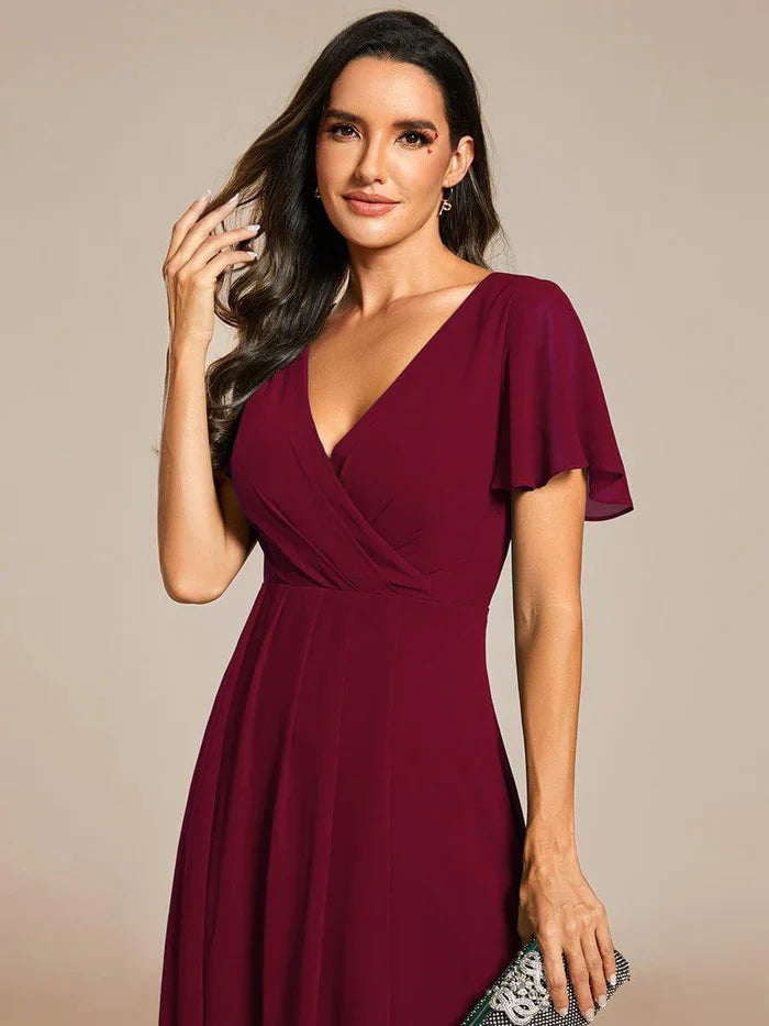 Ariadna - Vestido midi de gasa con mangas de volantes