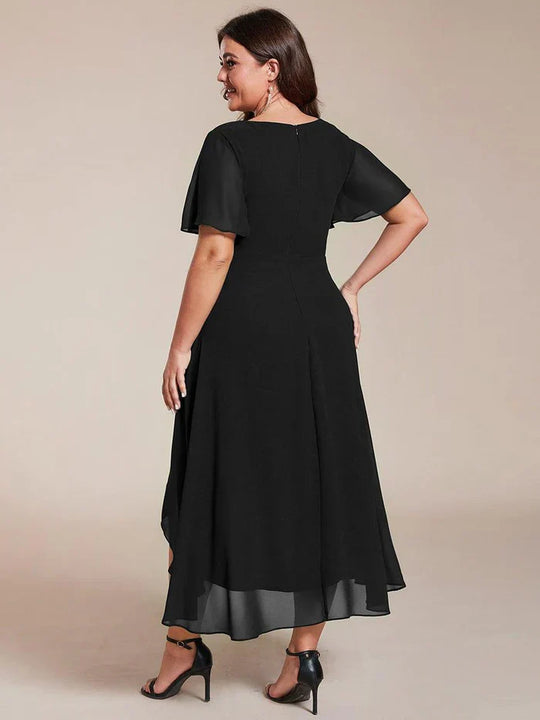 Ariadna - Vestido midi de gasa con mangas de volantes