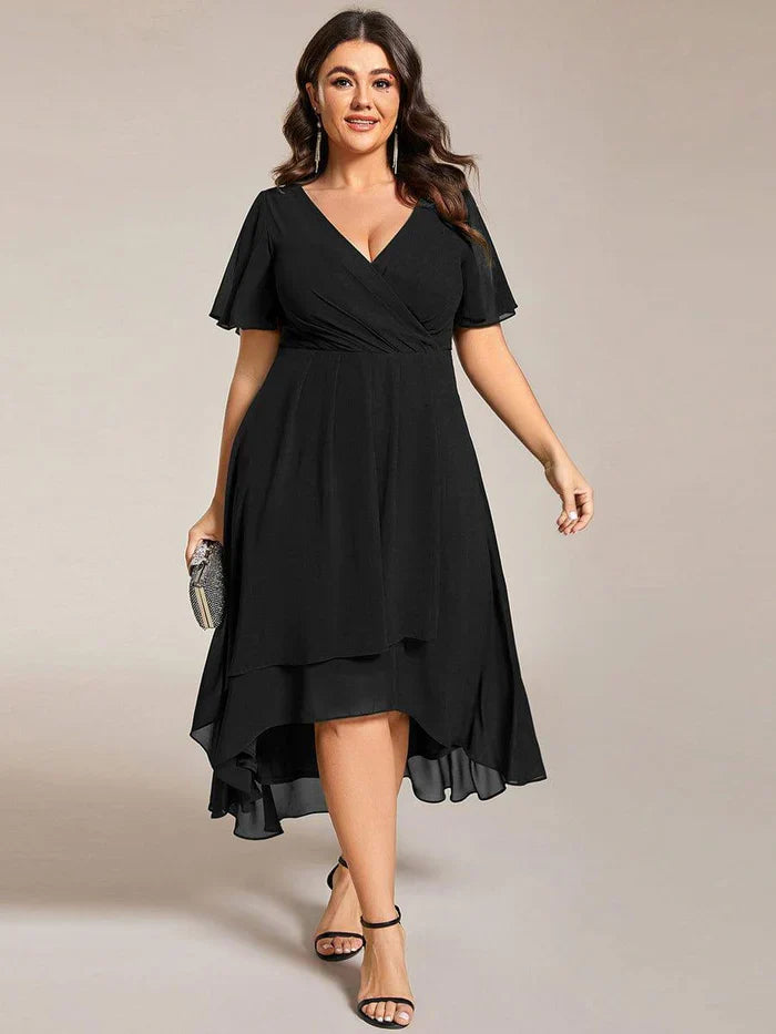 Ariadna - Vestido midi de gasa con mangas de volantes