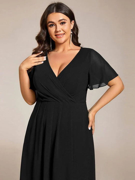 Ariadna - Vestido midi de gasa con mangas de volantes