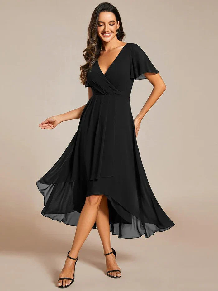 Ariadna - Vestido midi de gasa con mangas de volantes