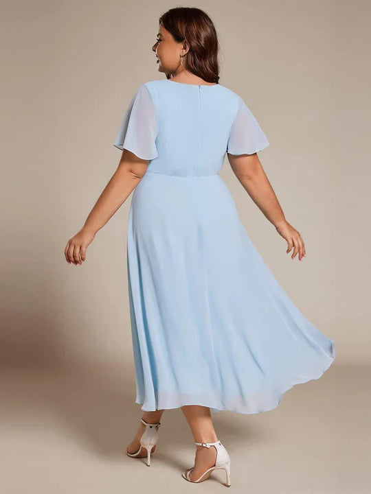 Ariadna - Vestido midi de gasa con mangas de volantes