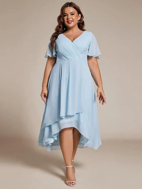Ariadna - Vestido midi de gasa con mangas de volantes
