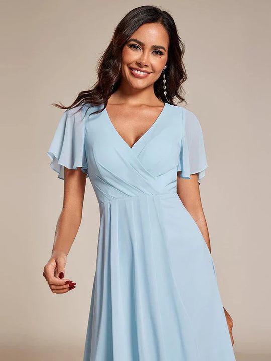 Ariadna - Vestido midi de gasa con mangas de volantes