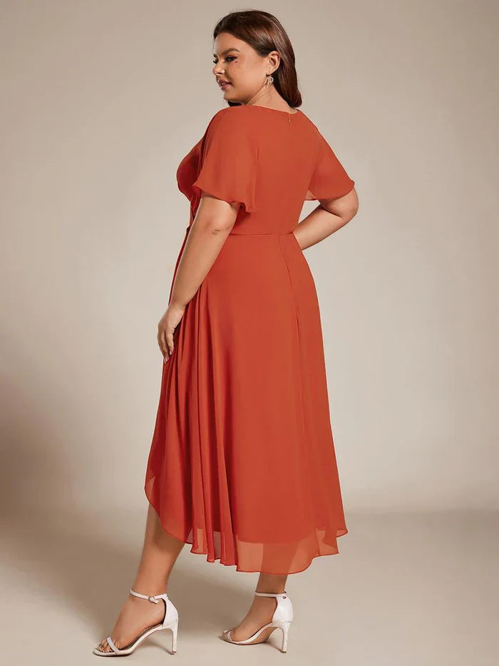 Ariadna - Vestido midi de gasa con mangas de volantes