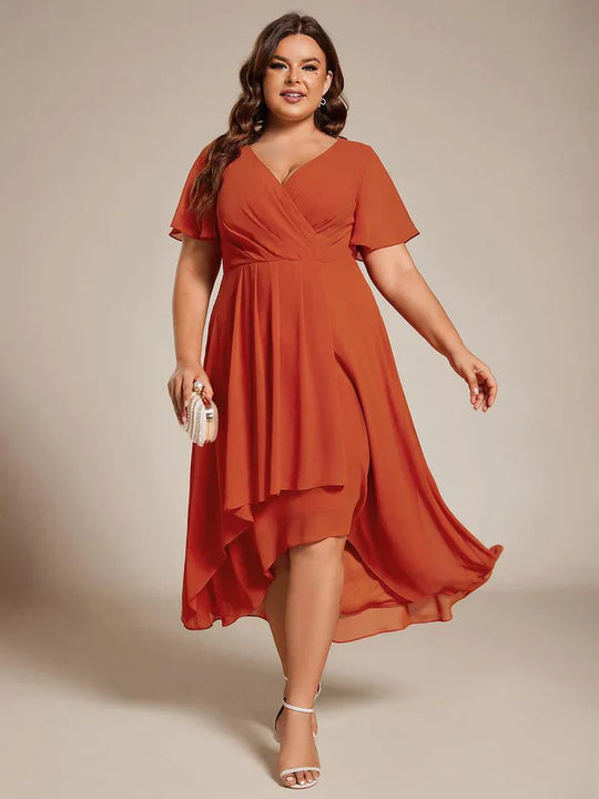 Ariadna - Vestido midi de gasa con mangas de volantes