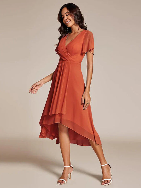 Ariadna - Vestido midi de gasa con mangas de volantes