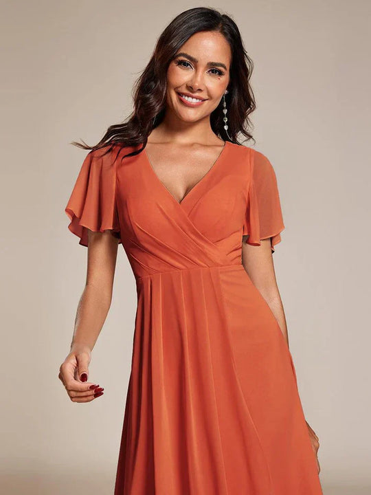 Ariadna - Vestido midi de gasa con mangas de volantes