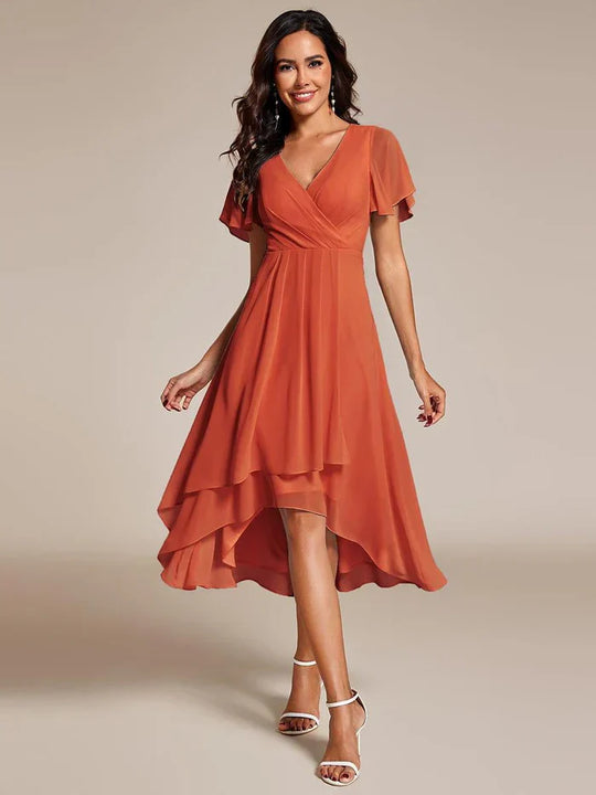 Ariadna - Vestido midi de gasa con mangas de volantes
