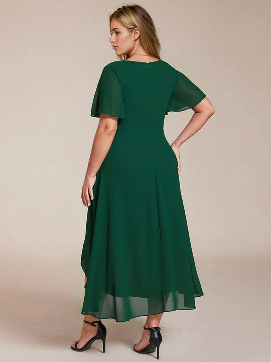 Ariadna - Vestido midi de gasa con mangas de volantes