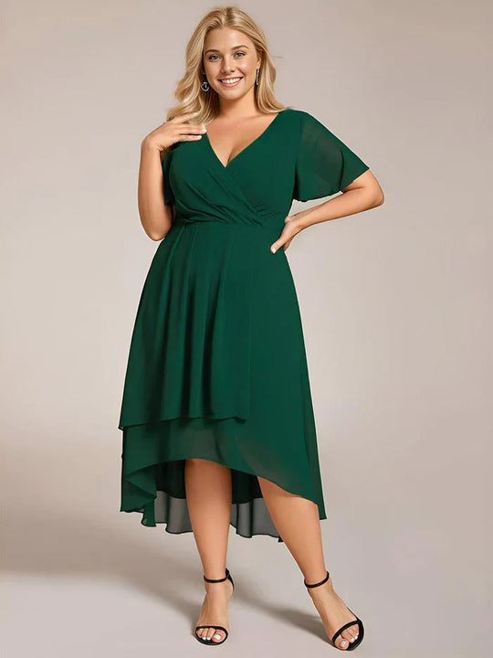 Ariadna - Vestido midi de gasa con mangas de volantes