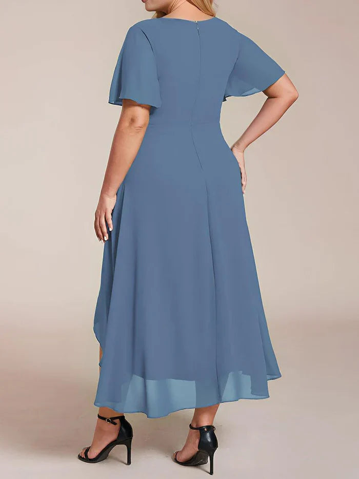 Ariadna - Vestido midi de gasa con mangas de volantes