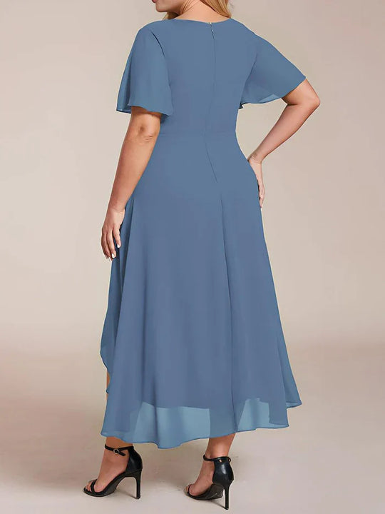 Ariadna - Vestido midi de gasa con mangas de volantes