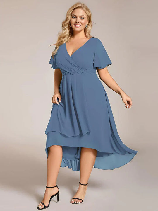 Ariadna - Vestido midi de gasa con mangas de volantes