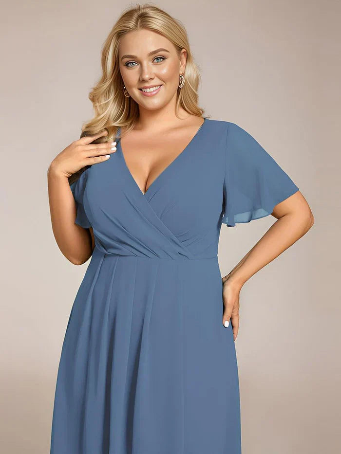 Ariadna - Vestido midi de gasa con mangas de volantes