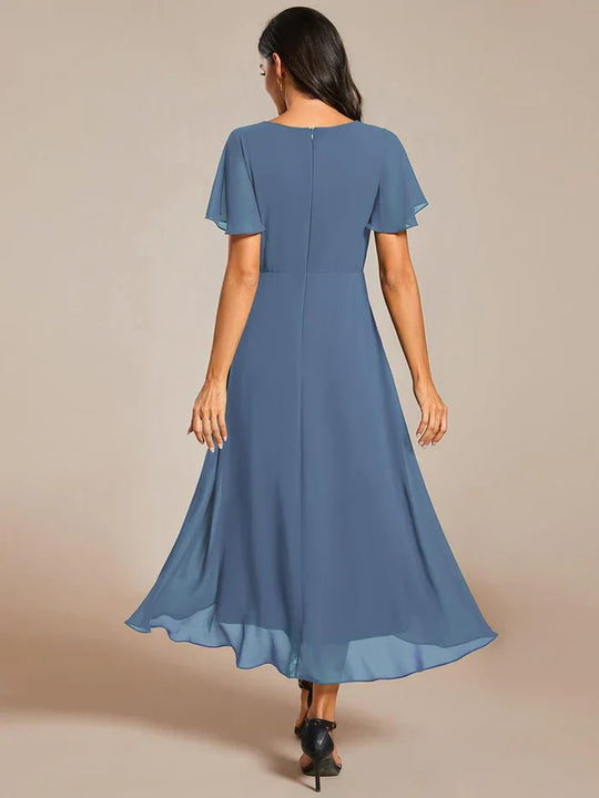 Ariadna - Vestido midi de gasa con mangas de volantes