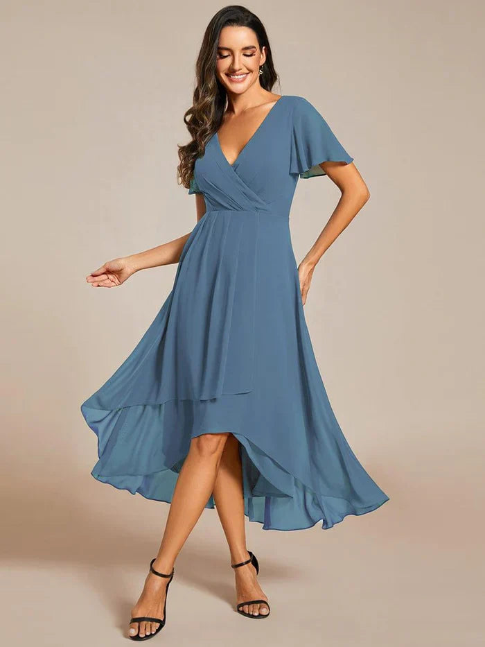 Ariadna - Vestido midi de gasa con mangas de volantes