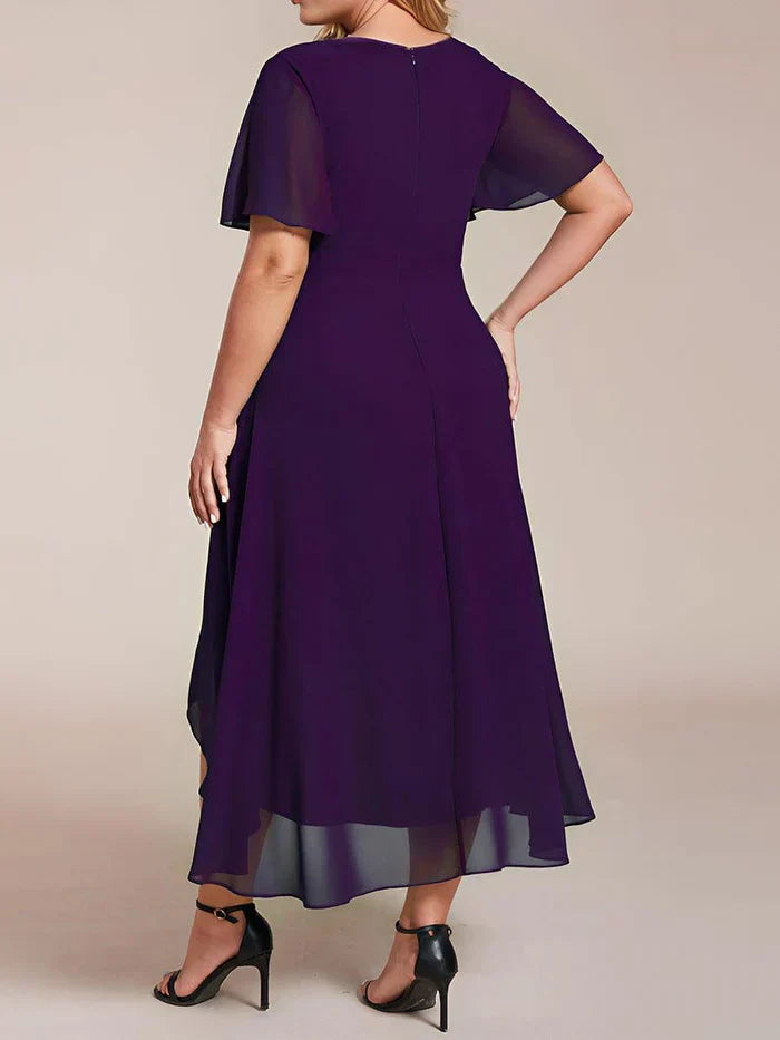 Ariadna - Vestido midi de gasa con mangas de volantes