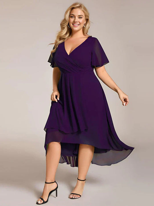 Ariadna - Vestido midi de gasa con mangas de volantes