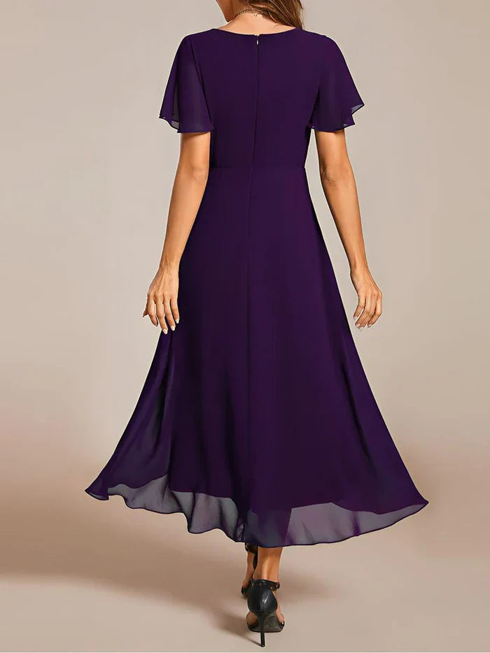 Ariadna - Vestido midi de gasa con mangas de volantes