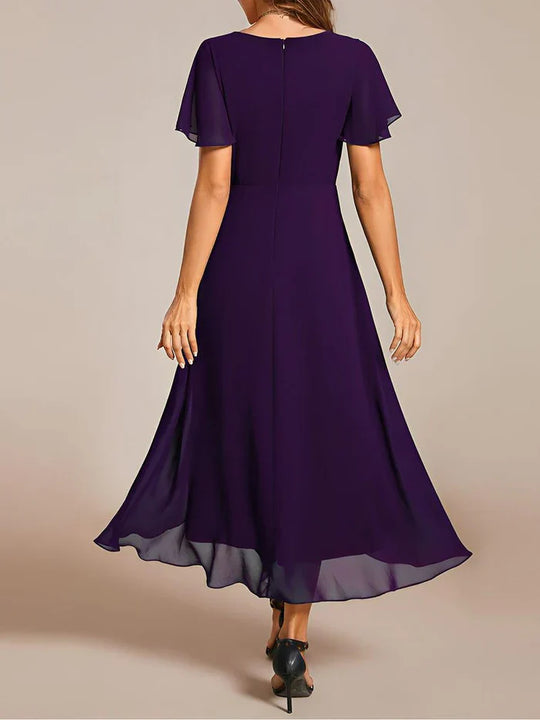 Ariadna - Vestido midi de gasa con mangas de volantes