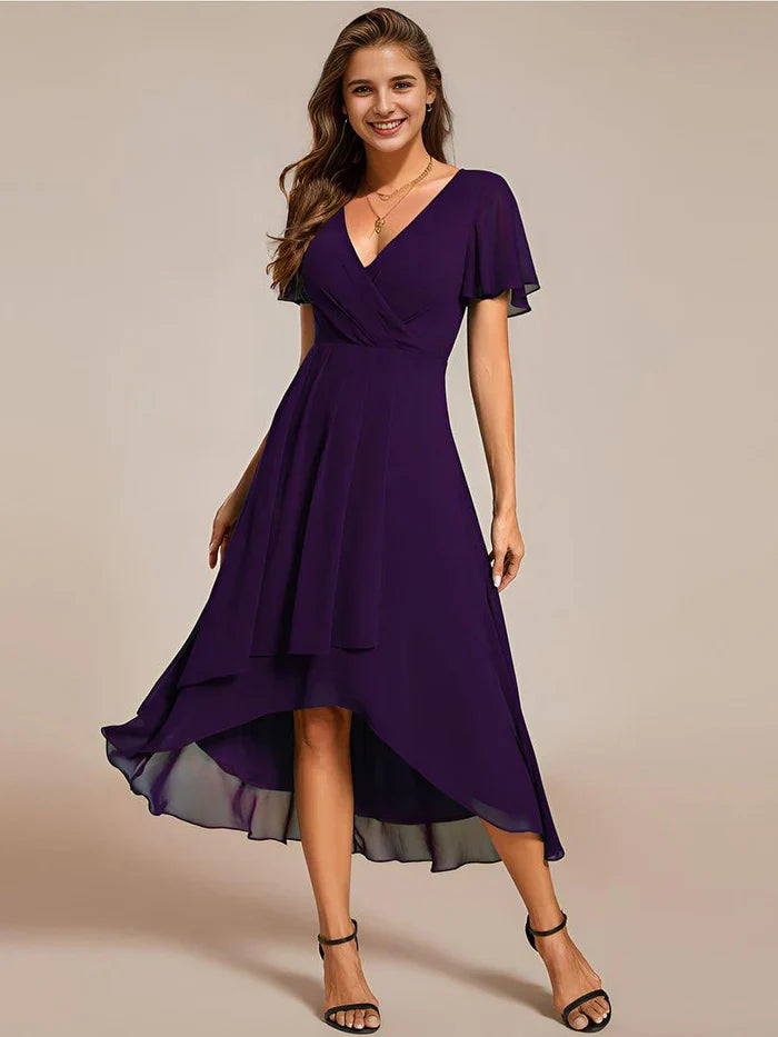 Ariadna - Vestido midi de gasa con mangas de volantes