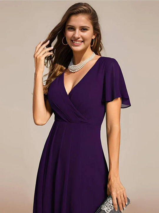 Ariadna - Vestido midi de gasa con mangas de volantes