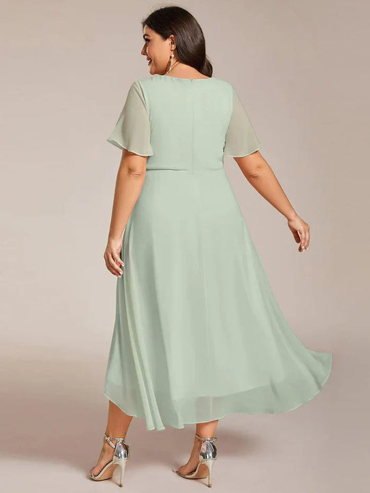 Ariadna - Vestido midi de gasa con mangas de volantes