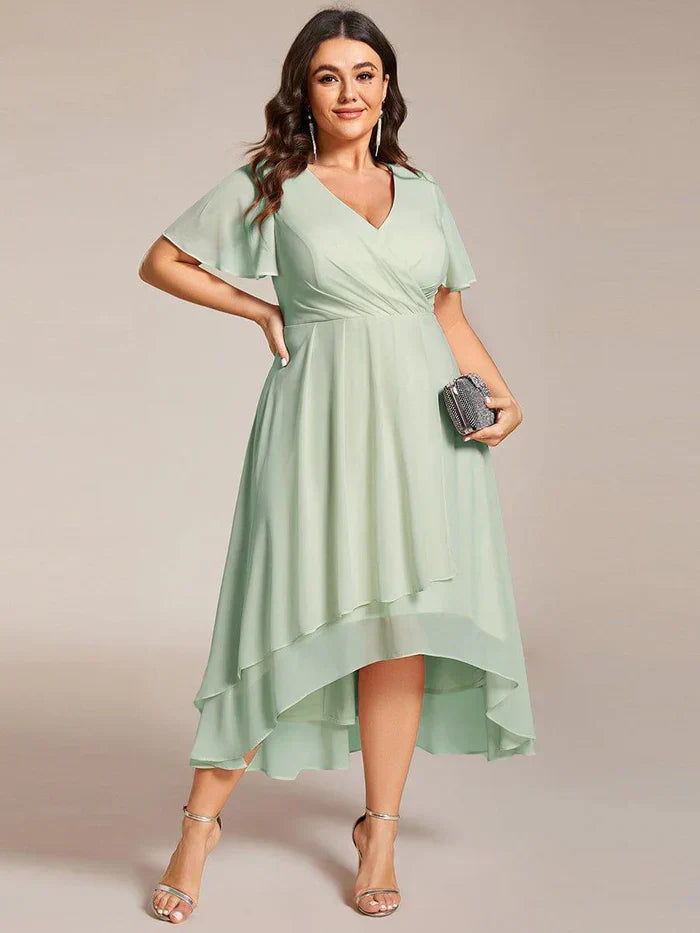 Ariadna - Vestido midi de gasa con mangas de volantes