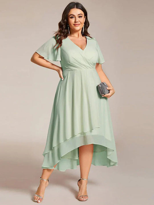 Ariadna - Vestido midi de gasa con mangas de volantes