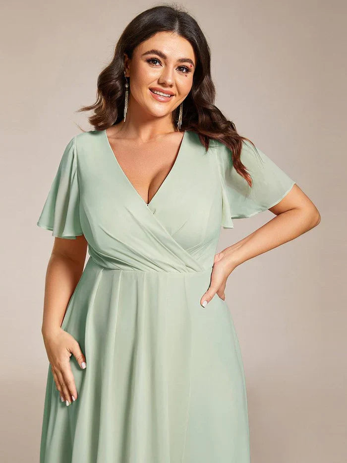 Ariadna - Vestido midi de gasa con mangas de volantes