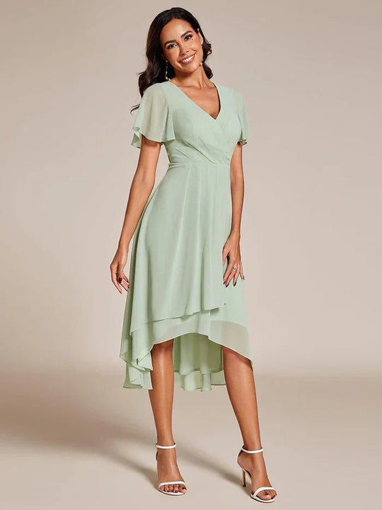 Ariadna - Vestido midi de gasa con mangas de volantes