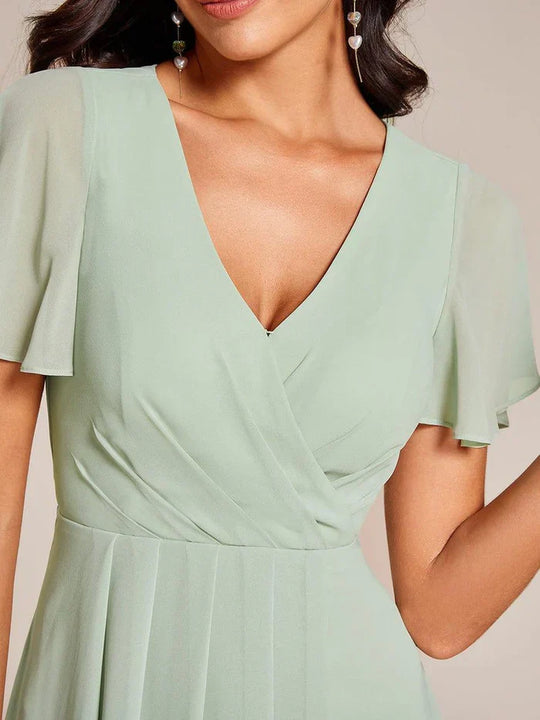 Ariadna - Vestido midi de gasa con mangas de volantes