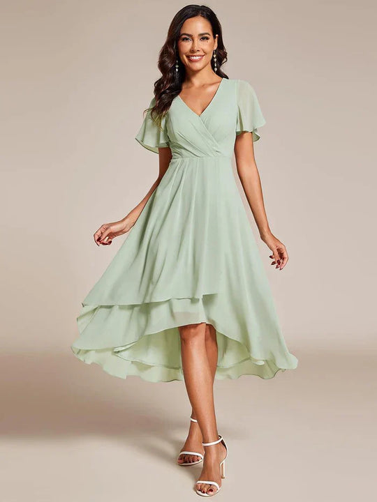 Ariadna - Vestido midi de gasa con mangas de volantes