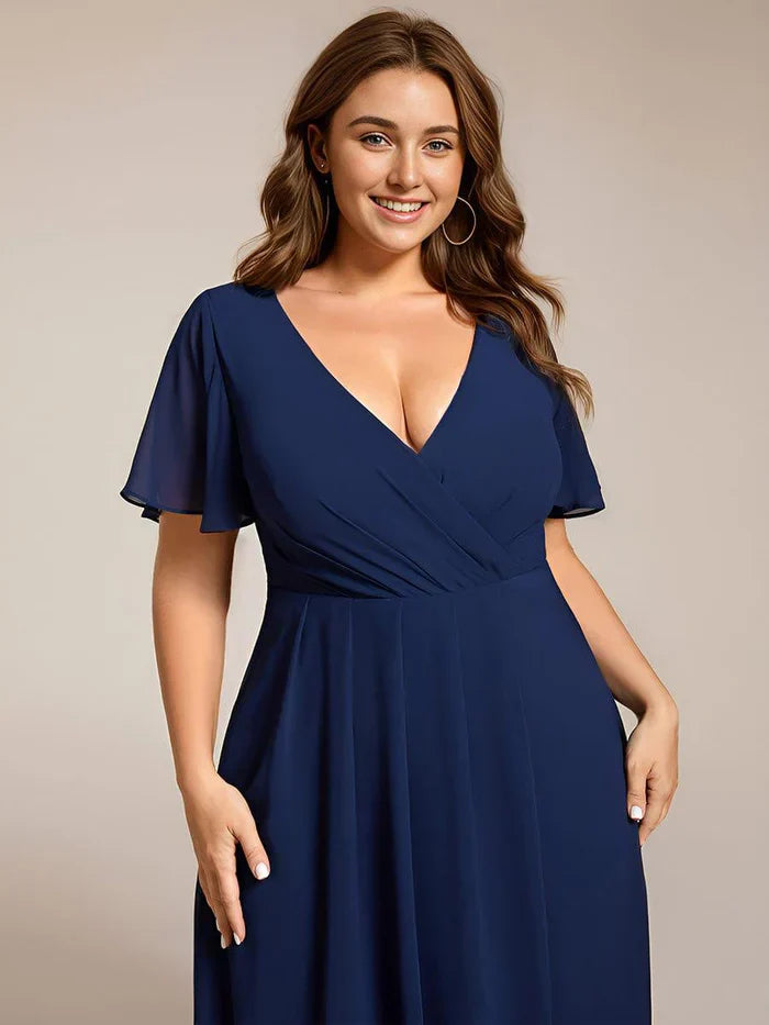 Ariadna - Vestido midi de gasa con mangas de volantes