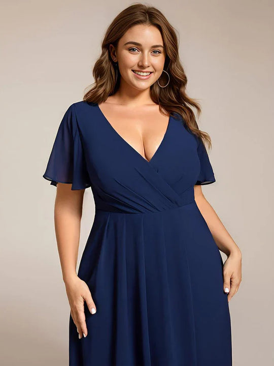 Ariadna - Vestido midi de gasa con mangas de volantes