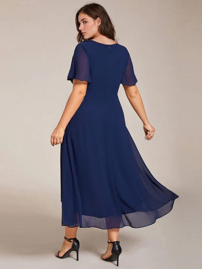 Ariadna - Vestido midi de gasa con mangas de volantes