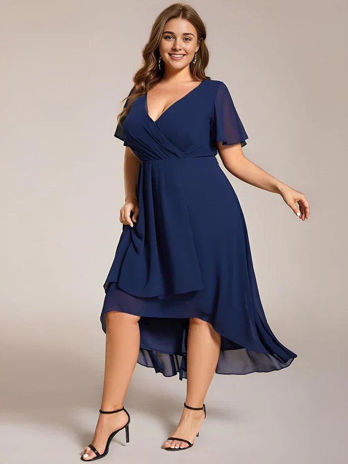 Ariadna - Vestido midi de gasa con mangas de volantes