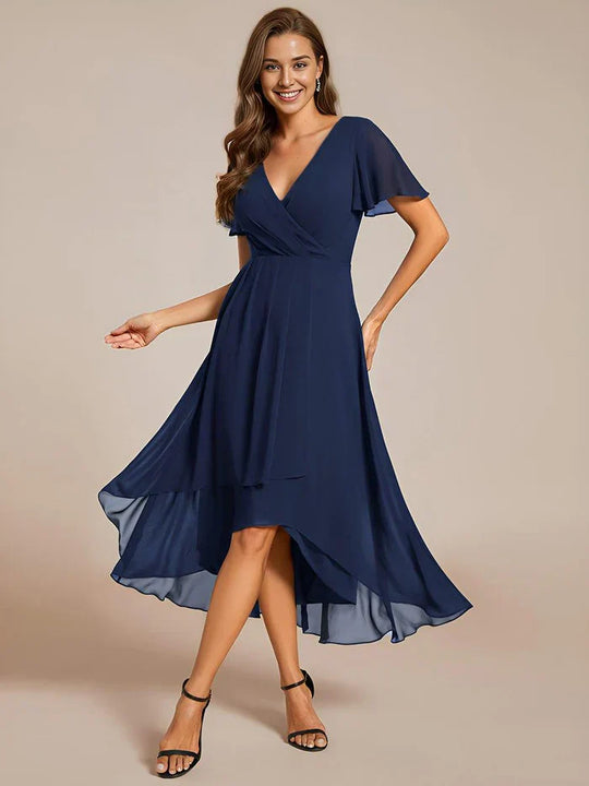 Ariadna - Vestido midi de gasa con mangas de volantes