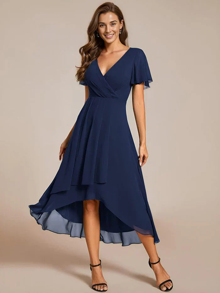 Ariadna - Vestido midi de gasa con mangas de volantes