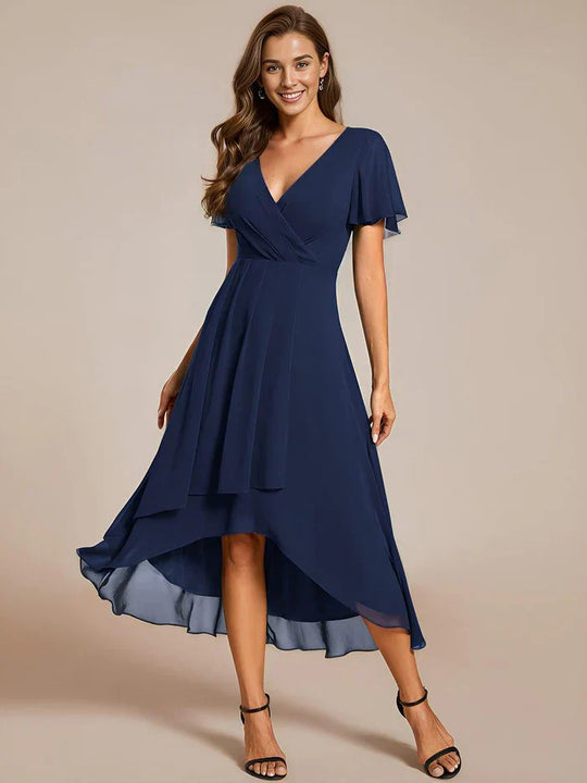 Ariadna - Vestido midi de gasa con mangas de volantes