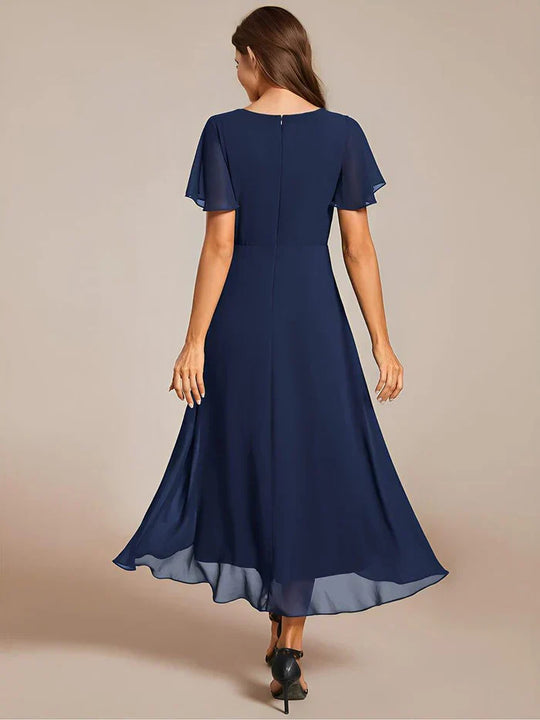 Ariadna - Vestido midi de gasa con mangas de volantes