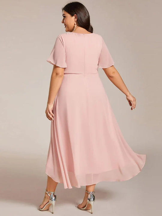 Ariadna - Vestido midi de gasa con mangas de volantes