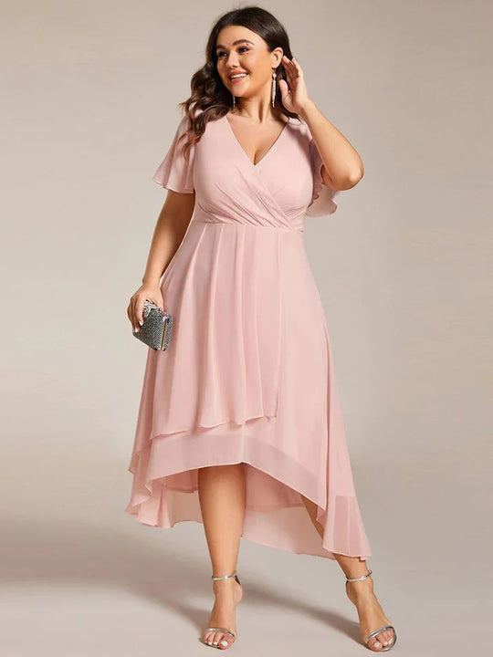 Ariadna - Vestido midi de gasa con mangas de volantes