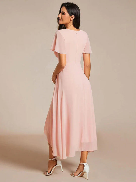 Ariadna - Vestido midi de gasa con mangas de volantes