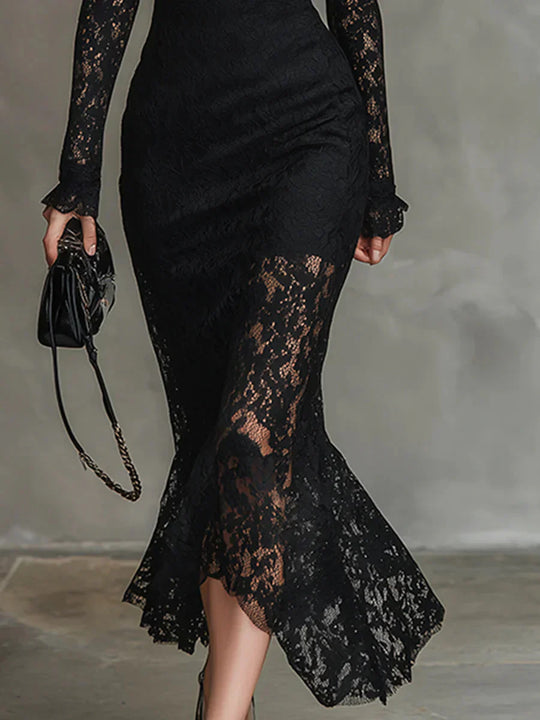 Verónica – Vestido maxi de encaje con silueta sirena